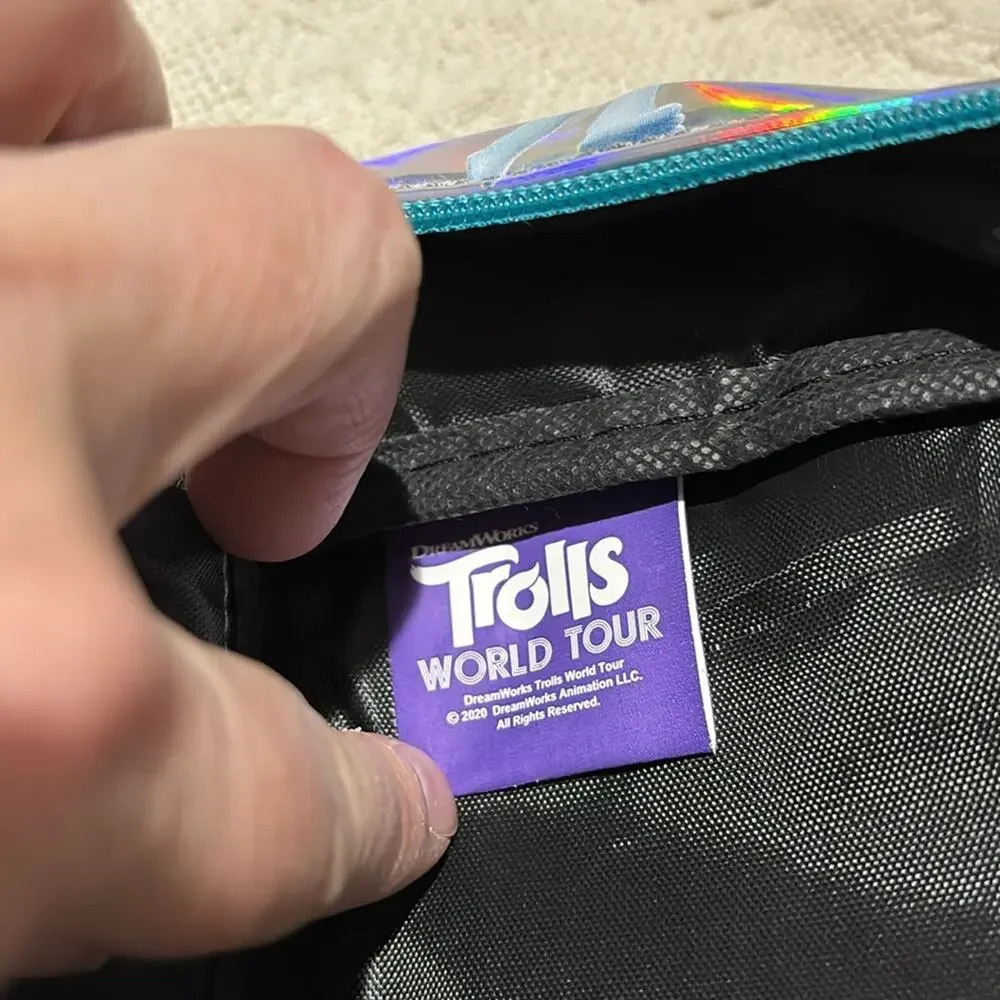 Trolls world tour backpack silver poppy break tiny diamond adjustable strap nwot